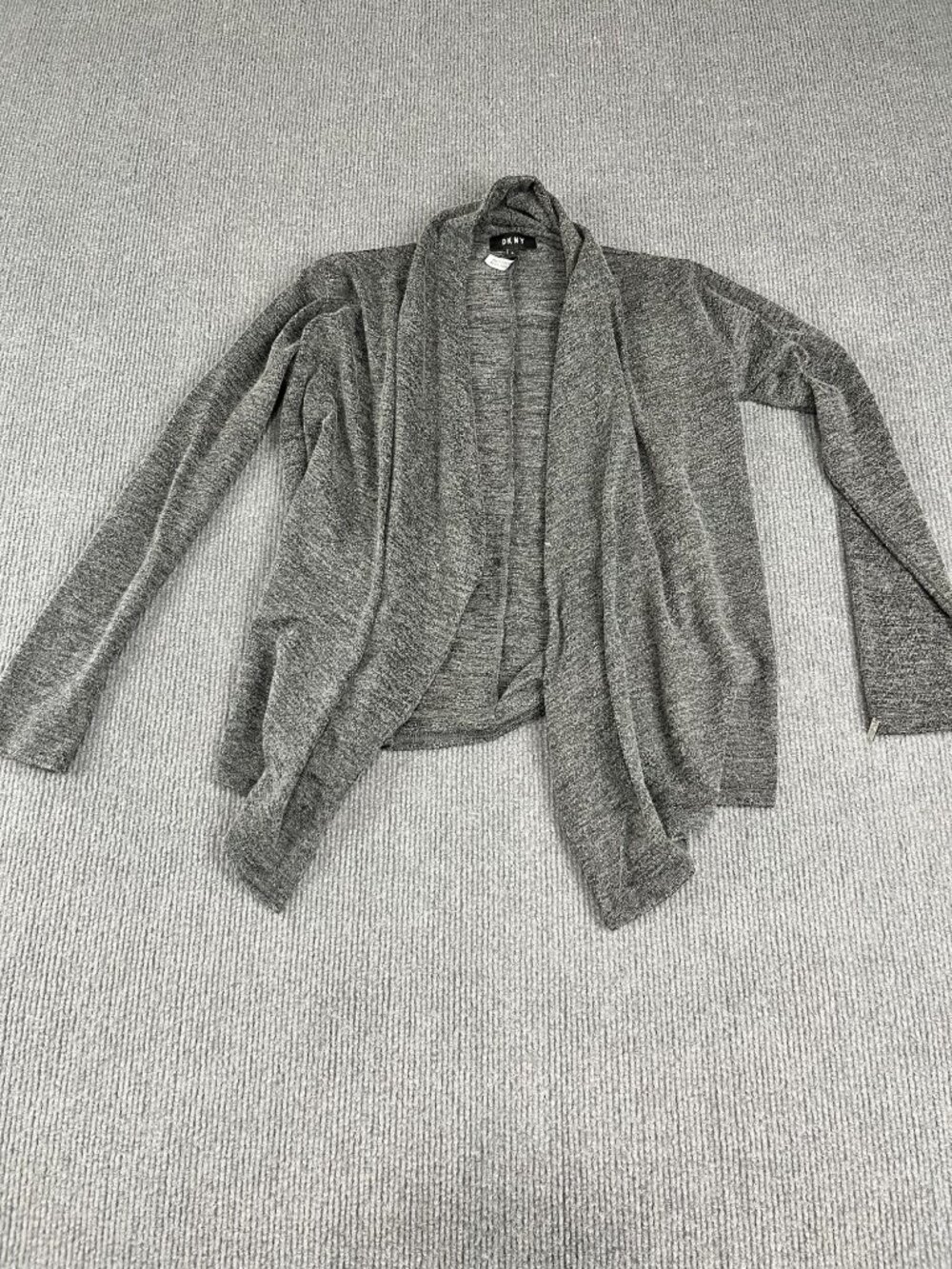 DKNY Gray Open-Front Cardigan Sweater Womens L